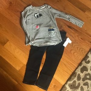 Striped long sleeve shirt / Adjustable jeggings